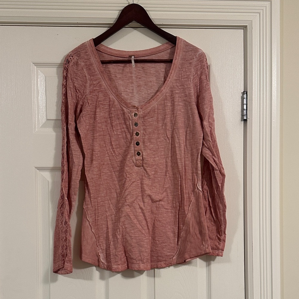 Free People Dusty Rose Long Sleeve Top